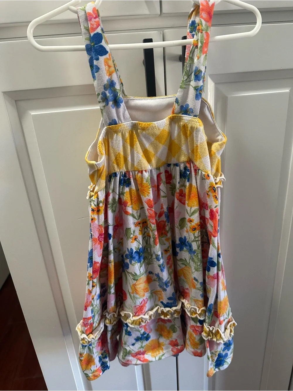 Jona Michelle Yellow Gingham & Multicolor Floral Sundress